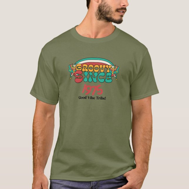 Groovy Since 1975 Customisable 50 Year Old T-Shirt (Front)