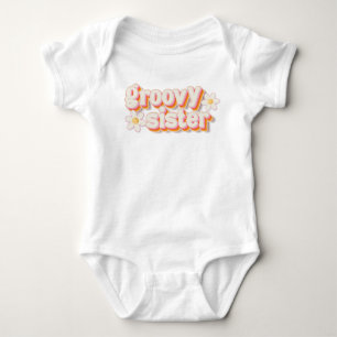 Groovy Sister Retro Daisy Baby Bodysuit   Boho 70s