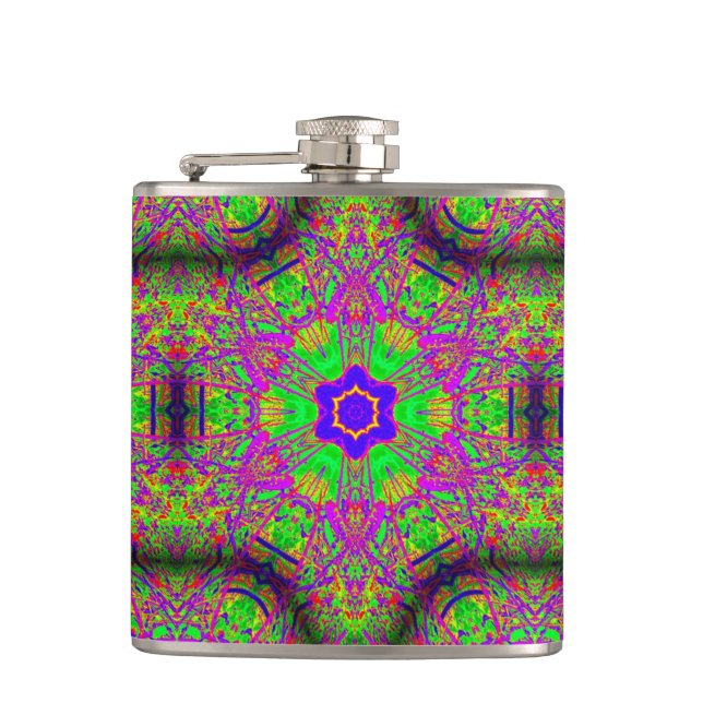groovy six-point blue star hip flask (Front)