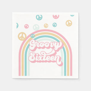 Groovy Sixteen Retro Summer Rainbow Napkin