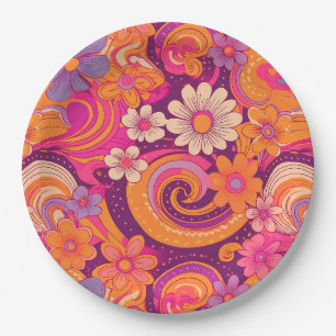 Groovy sixties pattern paper plate