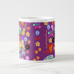 Groovy Sixties Violet Pattern Large Coffee Mug