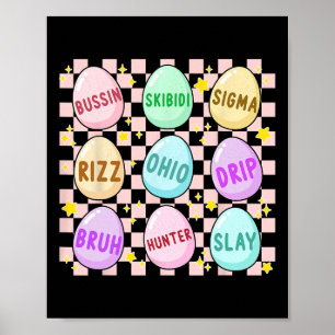 Groovy Skibidi Easter Egg Funny Rizz Meme Easter H Poster