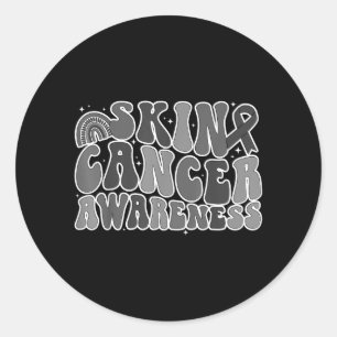 Groovy Skin Cancer Awareness Month Melanoma Cancer Classic Round Sticker
