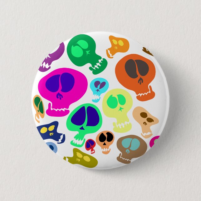 Groovy Skulls 6 Cm Round Badge (Front)