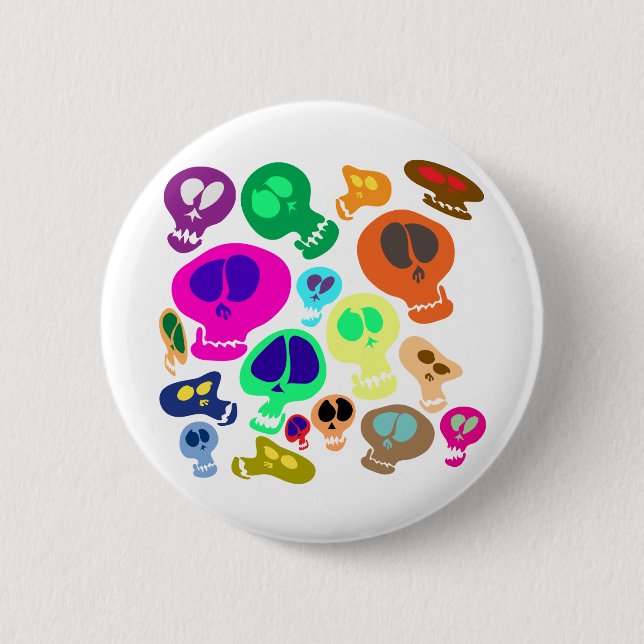 Groovy Skulls 6 Cm Round Badge (Front)