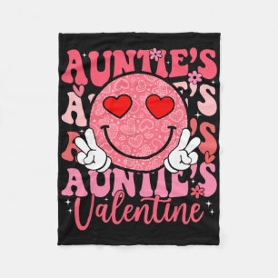Groovy Smile Face Auntie's Valentine Daughter Niec Fleece Blanket