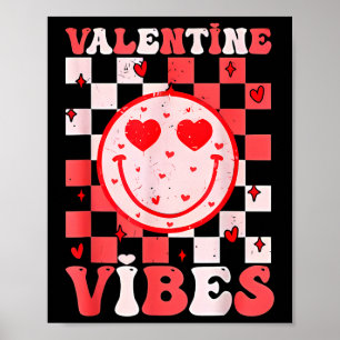 Groovy Smile Face Valentine Vibes Men Women Kids F Poster