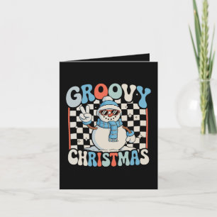 Groovy Snowman Chequered Christmas Xmas Kids Snow Card