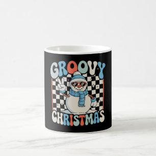 Groovy Snowman Chequered Christmas Xmas Kids Snow Coffee Mug
