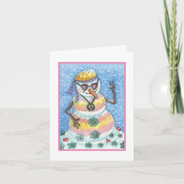 GROOVY SNOWMAN PEACE CHRISTMAS GREETING CARD B (Front)
