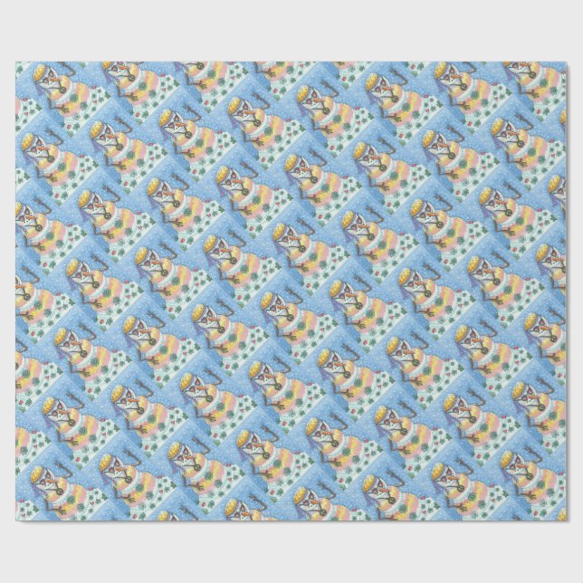 GROOVY SNOWMAN, PEACE SIGN CHRISTMAS GIFT WRAP (Flat)