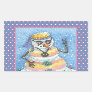 GROOVY SNOWMAN, PEACE SIGN CHRISTMAS STICKERS Rec