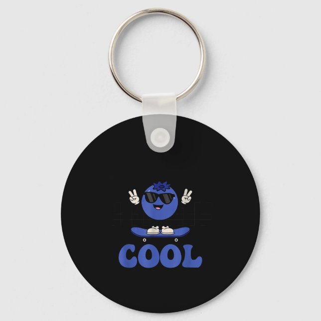 Groovy So Berry Cool Fruit Lover Blueberry Season  Key Ring (Front)