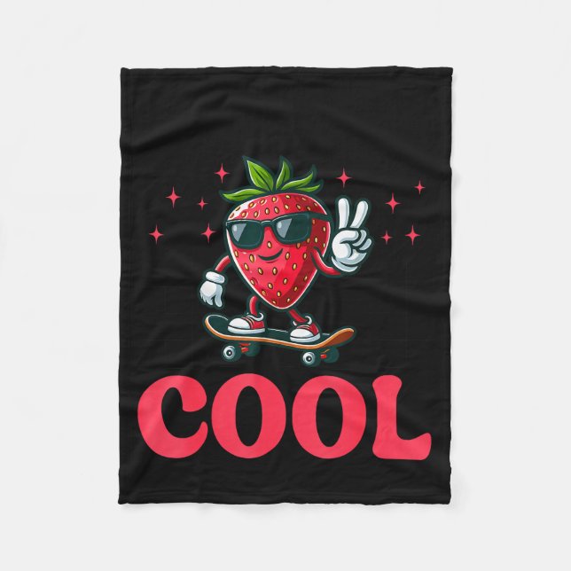 Groovy So Berry Cool Fruit Lover Strawberry Season Fleece Blanket (Front)