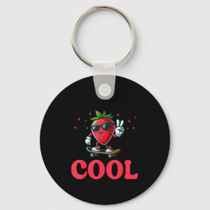Groovy So Berry Cool Fruit Lover Strawberry Season Key Ring