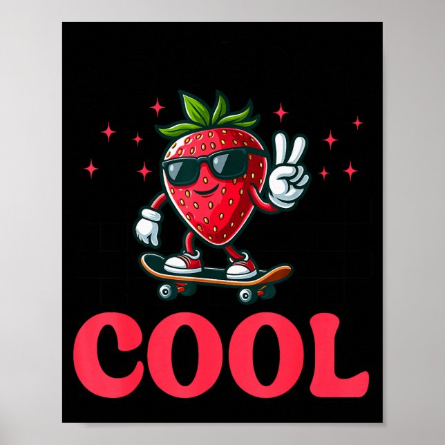 Groovy So Berry Cool Fruit Lover Strawberry Season Poster (Front)