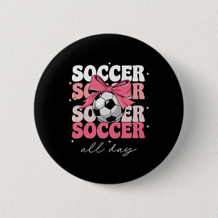 Groovy Soccer Coquette Bow Girls Women Soccer All 6 Cm Round Badge