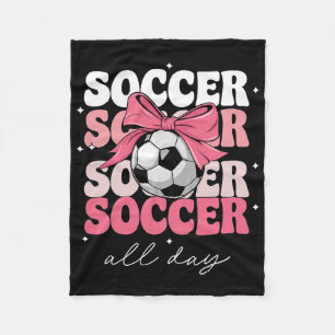 Groovy Soccer Coquette Bow Girls Women Soccer All Fleece Blanket