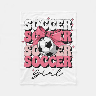 Groovy Soccer Girl Girls Coquette Bow Soccer _1 Fleece Blanket