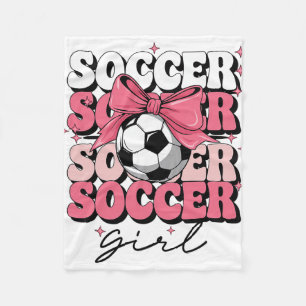 Groovy Soccer Girl Girls Coquette Bow Soccer _1 Fleece Blanket