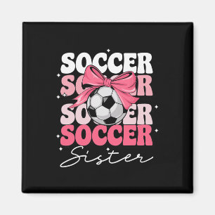 Groovy Soccer Sister Coquette Bow Soccer _2 Magnet