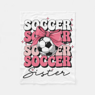 Groovy Soccer Sister Coquette Bow Soccer Fleece Blanket
