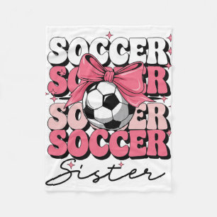 Groovy Soccer Sister Coquette Bow Soccer Fleece Blanket