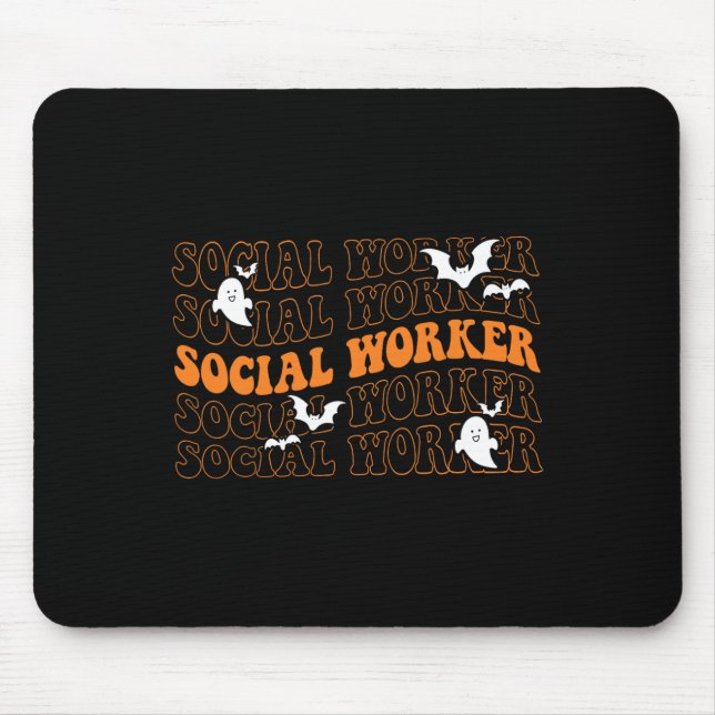 Groovy Social Worker Ghost Halloween School Social Mouse Mat (Front)