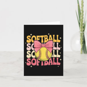 Groovy Softball Coquette Bow Softball Lover Softba Card