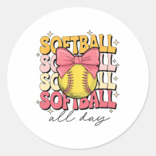 Groovy Softll Coquette Bow Softll Lover Softll All Classic Round Sticker