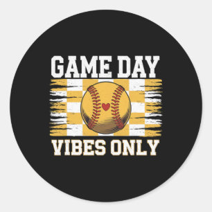 Groovy Softll Women Girls Softll Game Day Vibes Classic Round Sticker