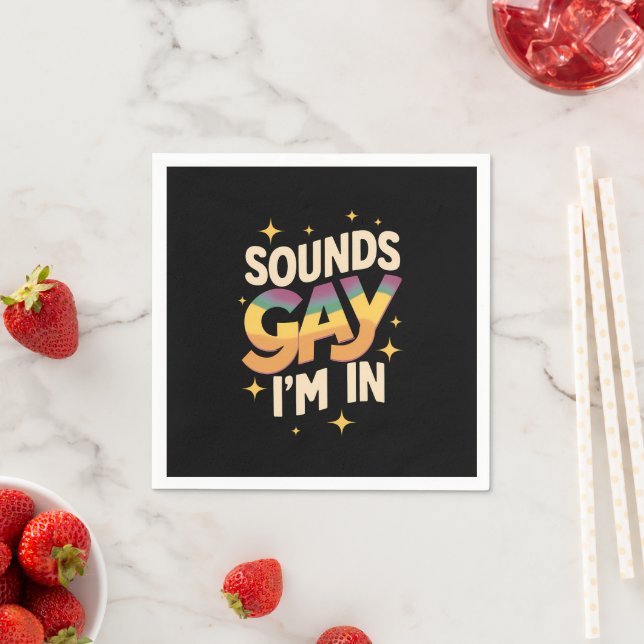 Groovy Sounds Gay I'm In LGBT Rainbow Pride  Napkin (Insitu)