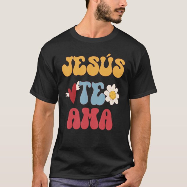 Groovy Spanish Jesus Loves You Christian 70 s Hipp T-Shirt (Front)