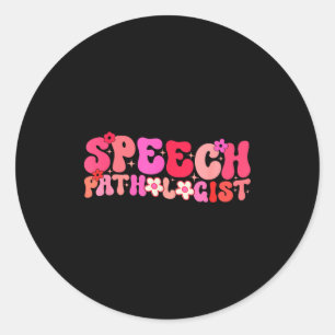 Groovy Speech Pathologist Speech Language Therapy Classic Round Sticker