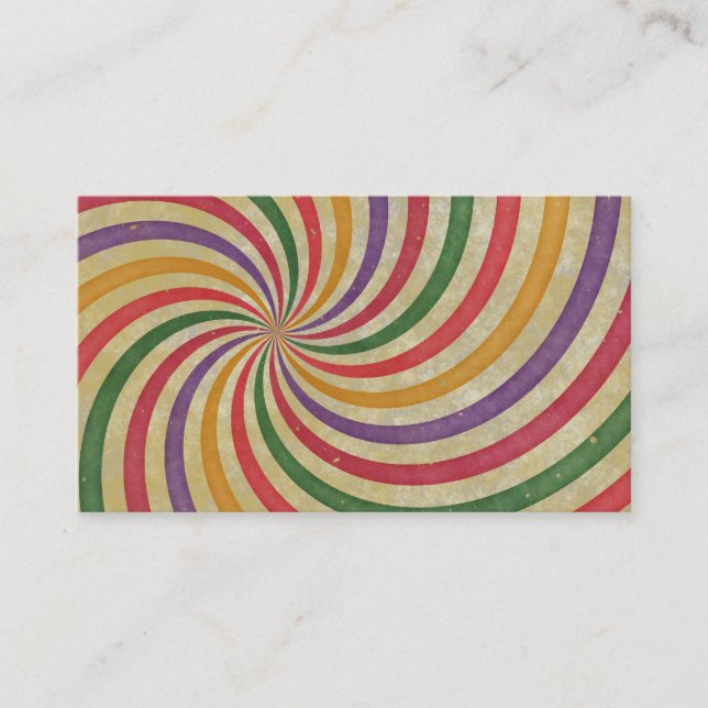 Groovy Spiral Sunbeam Ray Swirl Design Grungy Business Card (Front)