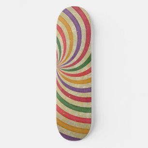 Groovy Spiral Sunbeam Ray Swirl Design Grungy Skateboard