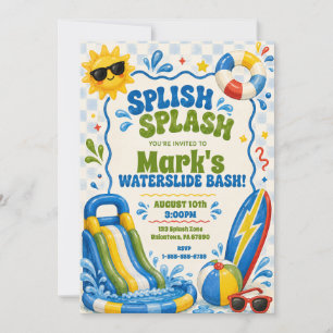 Groovy Splish Splash Waterslide Birthday Invitation