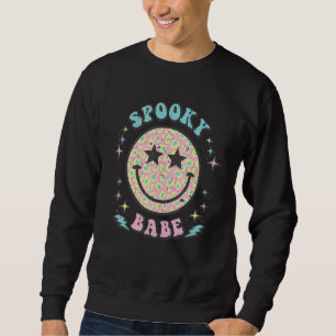 Groovy Spooky Babe Face Happy Halloween Costume Re Sweatshirt