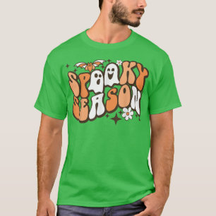 Groovy Spooky Babe Vibes Retro Floral Ghost Hippie T-Shirt