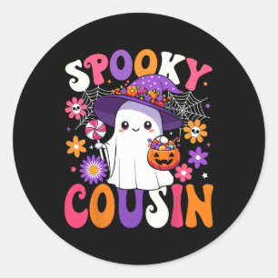 Groovy Spooky Cousin Halloween Ghost Pumpkin Hallo Classic Round Sticker
