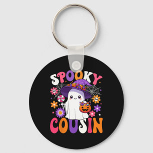 Groovy Spooky Cousin Halloween Ghost Pumpkin Hallo Key Ring