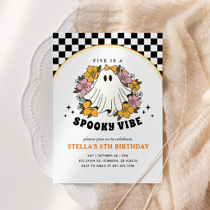 Groovy Spooky Girl Halloween Birthday Invitation