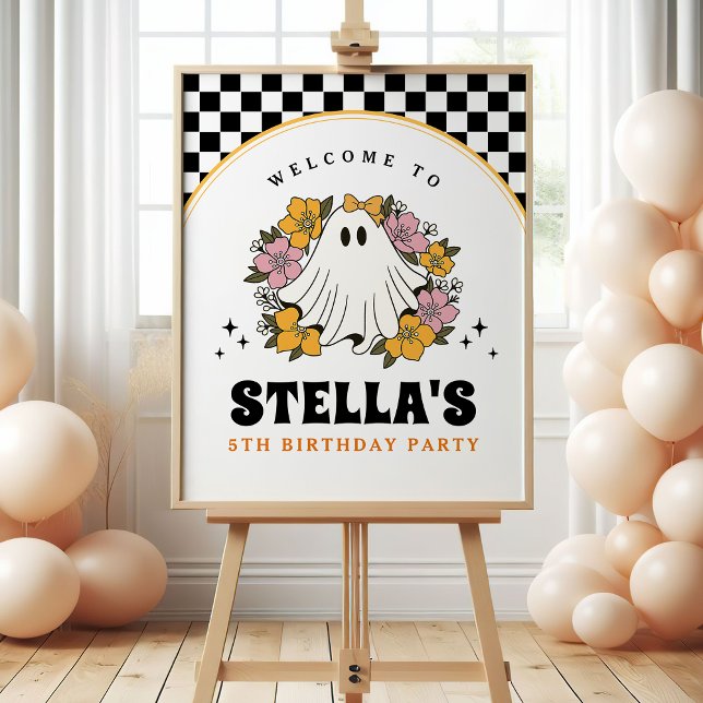 Groovy Spooky Girl Halloween Birthday Welcome Sign (Creator Uploaded)