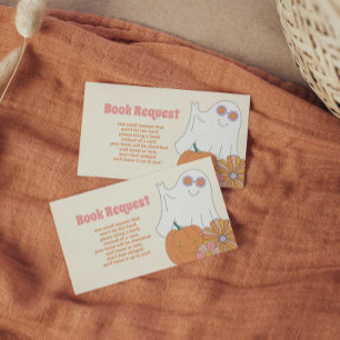 Groovy Spooky Halloween Ghost Girl Book Request Enclosure Card