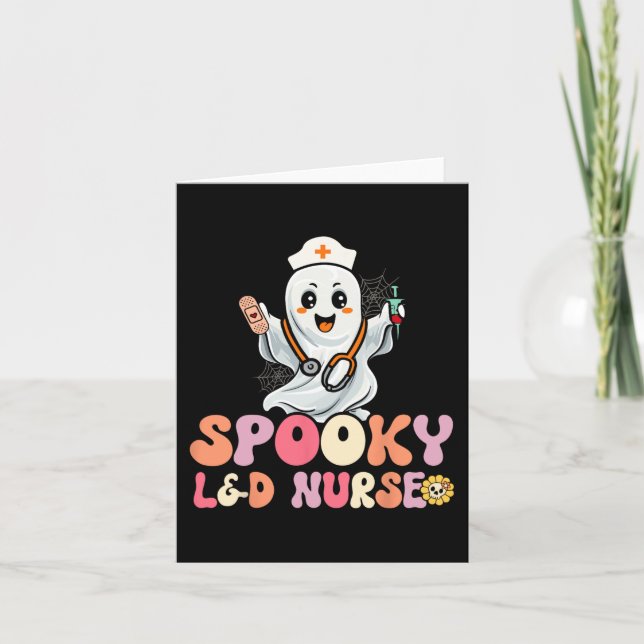 Groovy Spooky Labour and Delivery Nurse Halloween  Card (Front)
