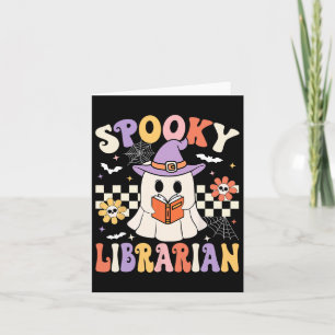 Groovy Spooky Librarian Halloween Library Ghost Li Card