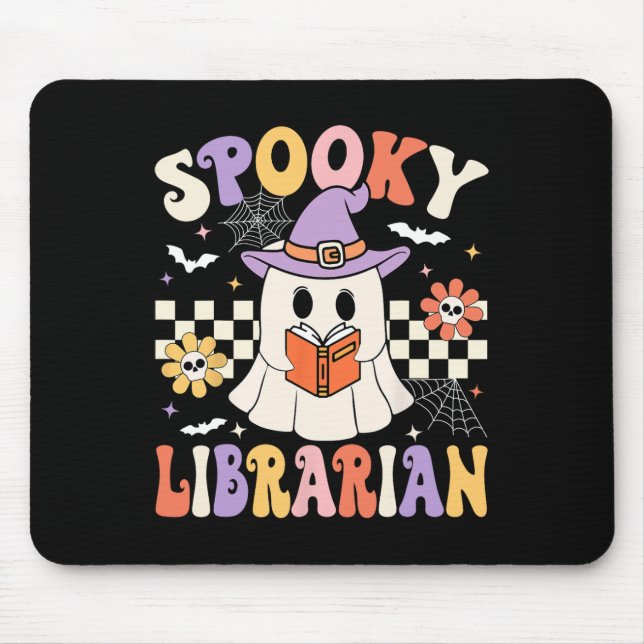 Groovy Spooky Librarian Halloween Library Ghost Li Mouse Mat (Front)