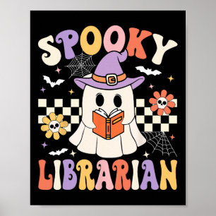 Groovy Spooky Librarian Halloween Library Ghost Li Poster