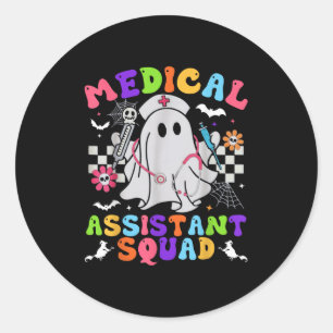 Groovy Spooky Medical Istant Squad Cute Halloween  Classic Round Sticker